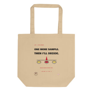 Front product mockup of the Libra One More Sample organic cotton tote.