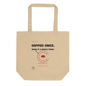 Front product mockup of the Pisces Dipped Once organic cotton tote.