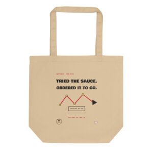 Front product mockup of the Sagittarius Sauce to Go organic tote.