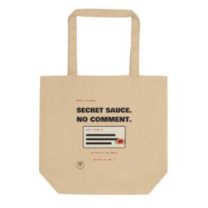 Front product mockup of the Scorpio Secret Sauce organic cotton tote.